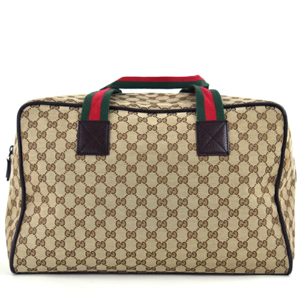 Gucci One GG Web Handbag Boston Bag Rion Beige Canvas